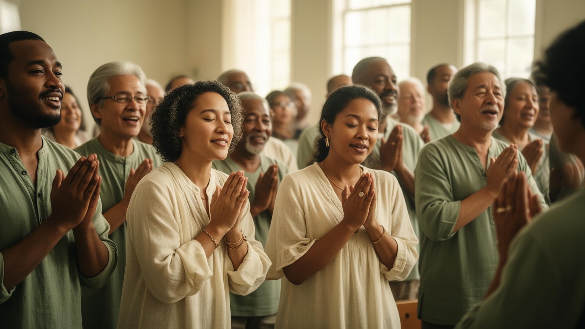Comunidade reunida em adoração